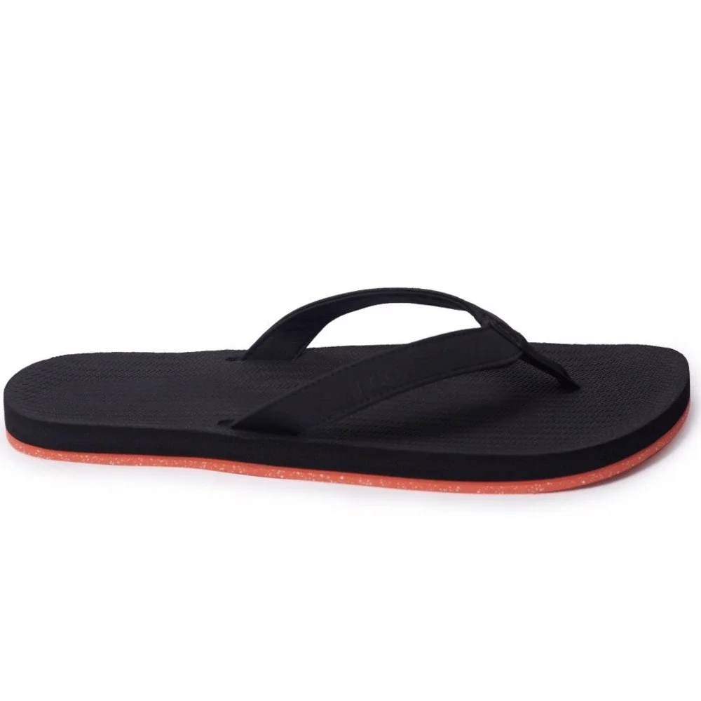 Indosole Mens Sneaker Sole Flip Flops Black Orange MSAFLP Size 7-8